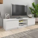 TV cabinet 140x40x35.5 cm chipboard high-gloss white