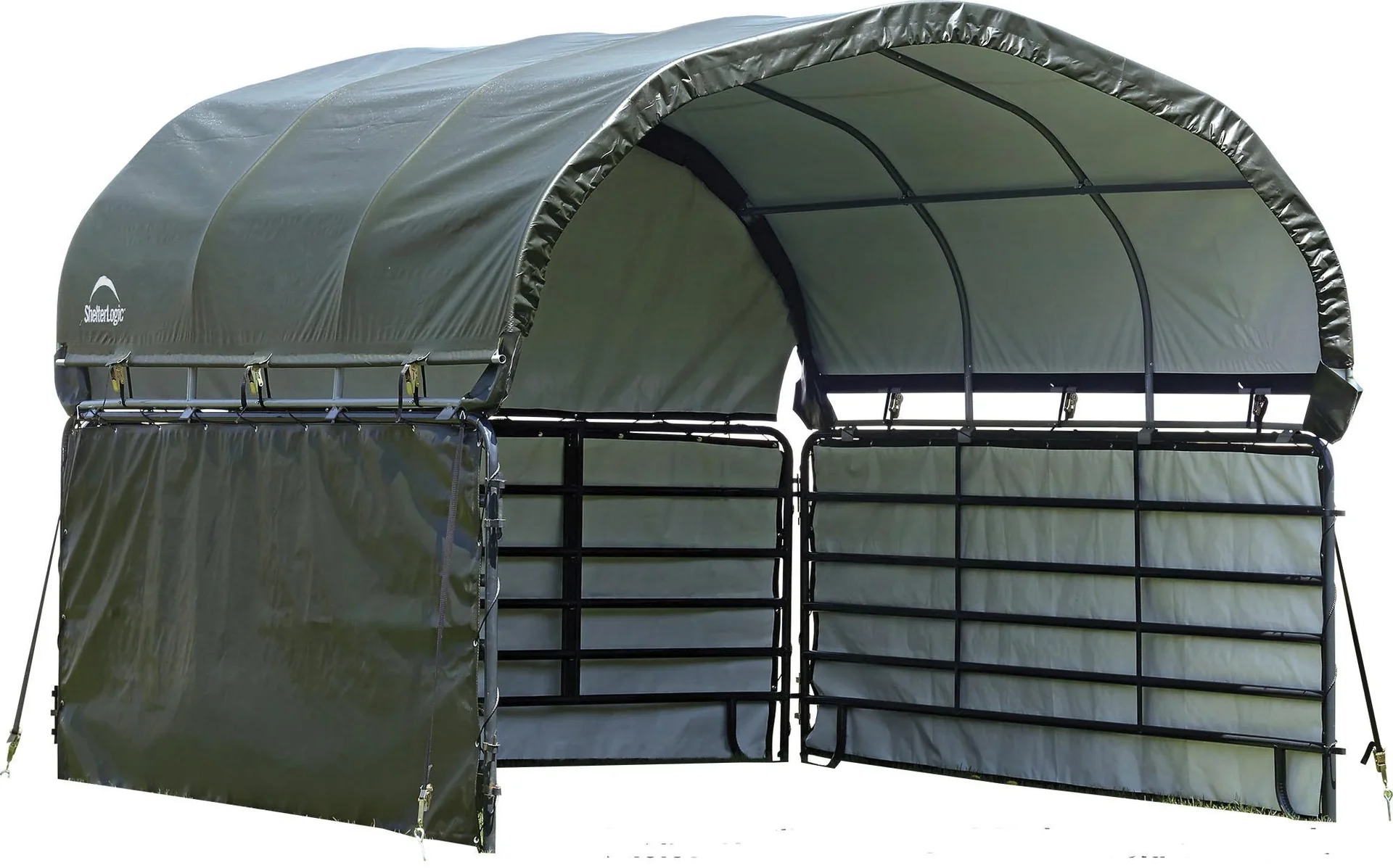 "Paroi latérale pour abri de pâturage 3,7 × 1,5 m vert – 3 panneaux latéraux & paroi arrière sans cadre en acier image"