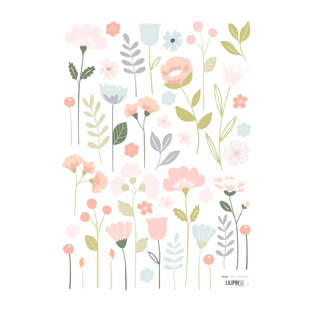 "Lilipinso stickers muraux A3 assortiment de fleurs rose pastel image"
