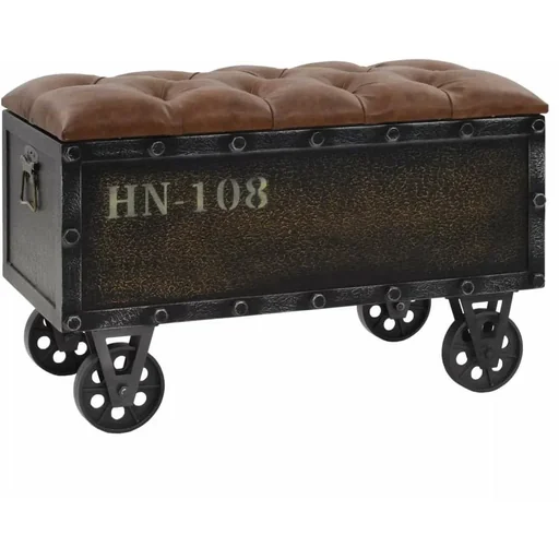 "Storage bench 80.5x41x50 cm solid wood and artificial leather image"
