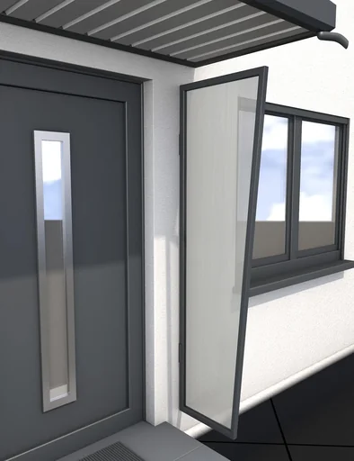 "Side panels B1, acrylic (pre-assembled), 45 x 60 x 200 cm, anthracite, 2mm clear acrylic image"