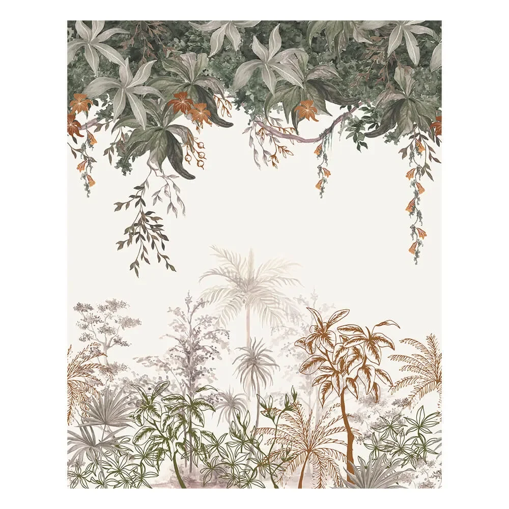 "Lilipinso Papier peint intissé Jungle avec palmiers vert marron image"
