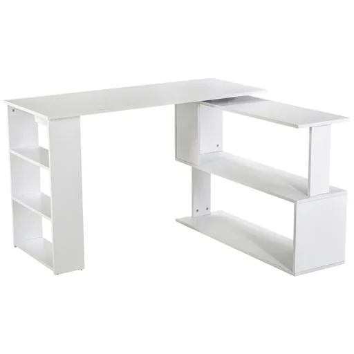 "Computer desk with shelf white image"