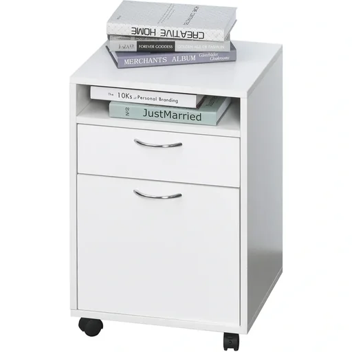 "Homcom filing cabinet with wheels white image"