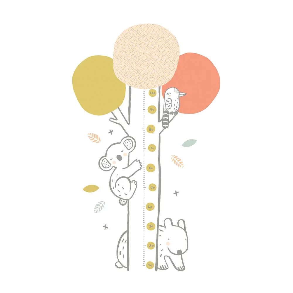 "Lilipinso stickers muraux Mètre arbre avec koala vert corail image"