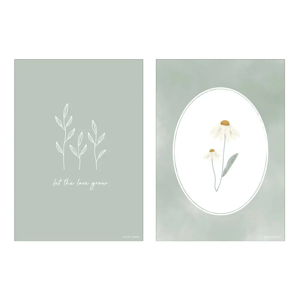 "Little Dutch Poster Camomille olive "Wild Flowers" double face image"