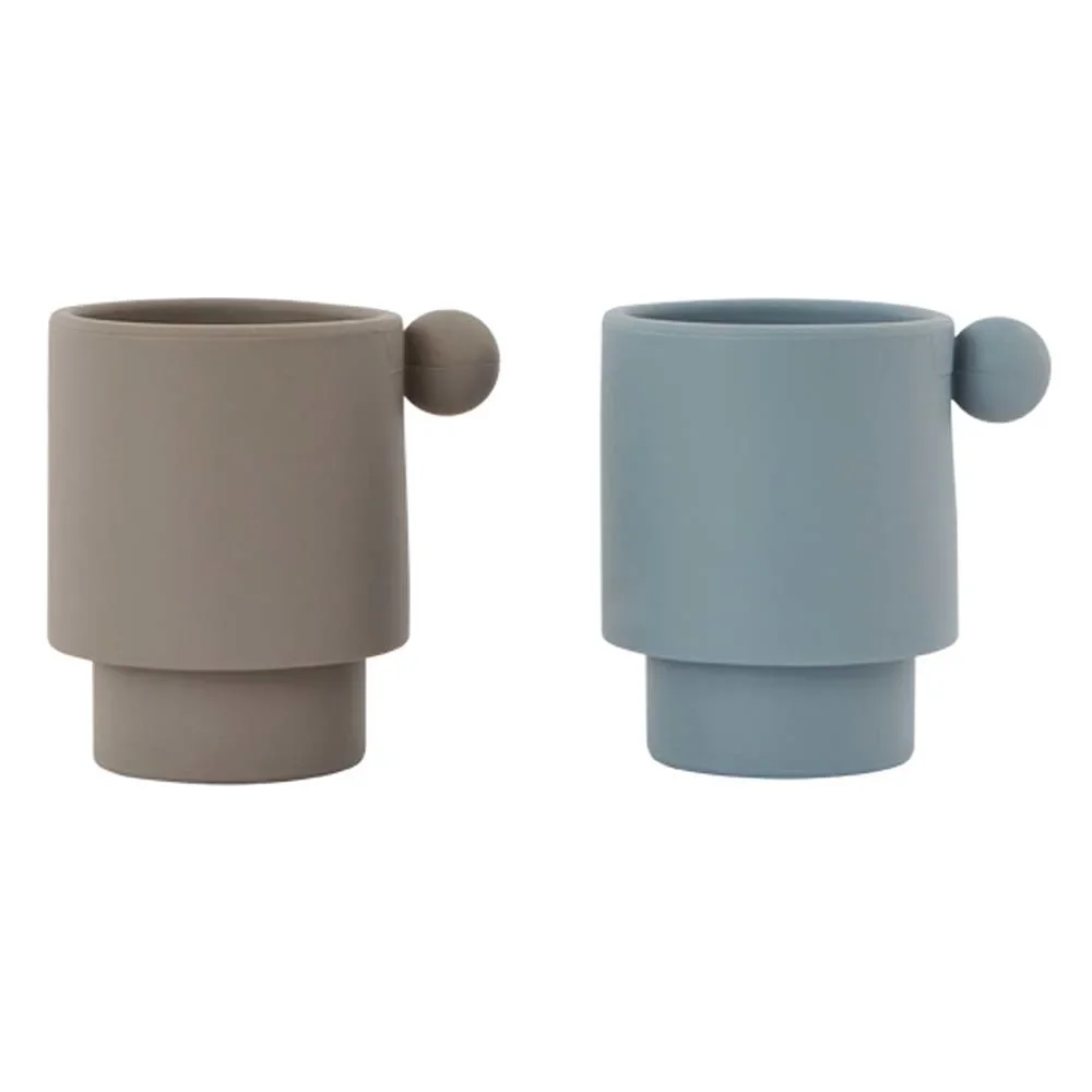 OyOy Kinder set de gobelets Tiny Inka silicone bleu clair gris