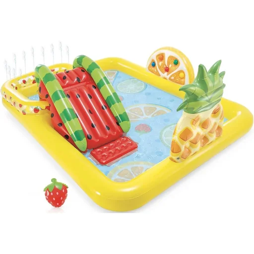 "Inflatable children's pool - with slide - fruit - 244 x 191 x 91 cm image"