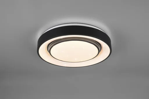 "LED ceiling light MONA, 20 W, 3000-6000 K, 2400 lm, RGB, matt black aluminum, white plastic image"