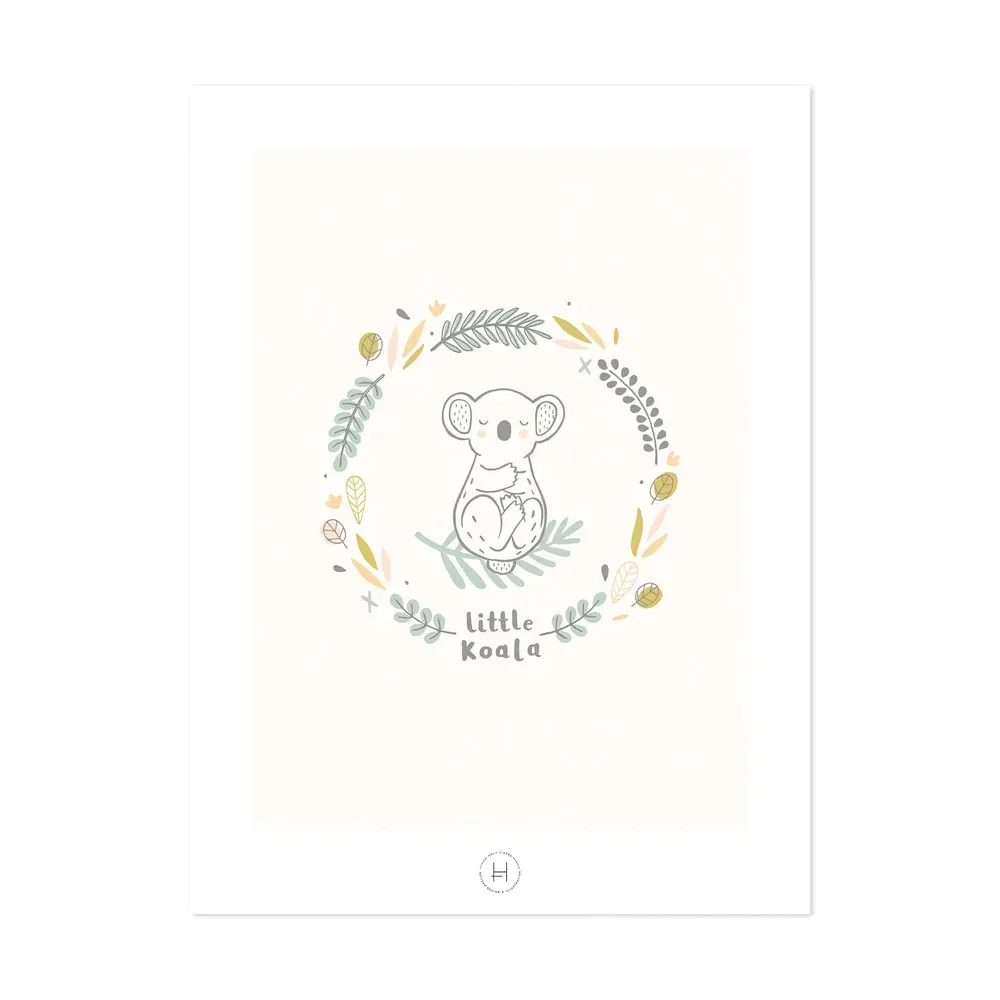 Lilipinso Poster Petit koala crème vert gris