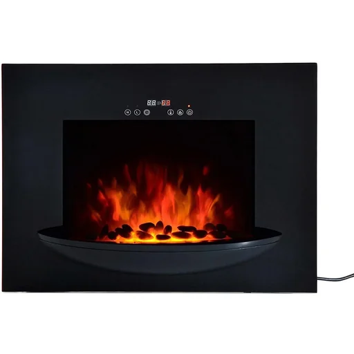 "Electric fireplace wall fireplace 1800 Watt 7 colors LED flame illusion black image"