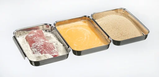 "3-piece stainless steel breading tray set image"