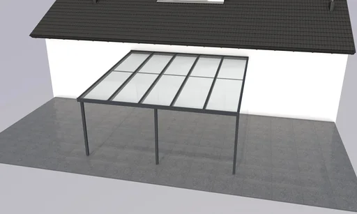 "Patio roof Premium, anthracite, 5100 x 5060 mm - Polycarbonate multi-wall sheets 16 mm, white striped image"