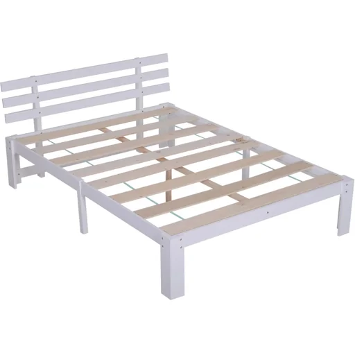 "Bed wooden bed bed frame double bed solid pine including slatted frame easy assembly with storage space white 218 x 143 x 82 cm image"