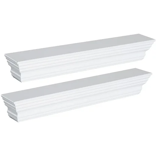 "Wall shelf hanging shelf set of 2 MDF white 61x10cm image"