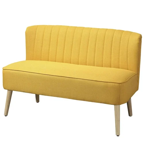 "2-seater fabric sofa upholstered sofa seating furniture lounge sofa wood foam yellow 117 x 56.5 x 77 cm image"