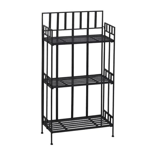 "Plant shelf plant stand flower shelf flower stand garden shelf 3 levels foldable metal black 61 x 29.5 x 120 cm with image"