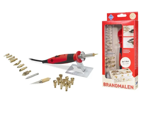 "Pyrography set with on/off piston and 20 attachments image"