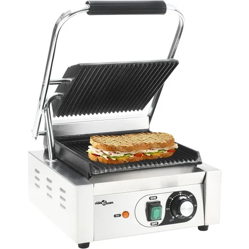 "Panini grill grooved 1800 W 32x41x19 cm stainless steel image"