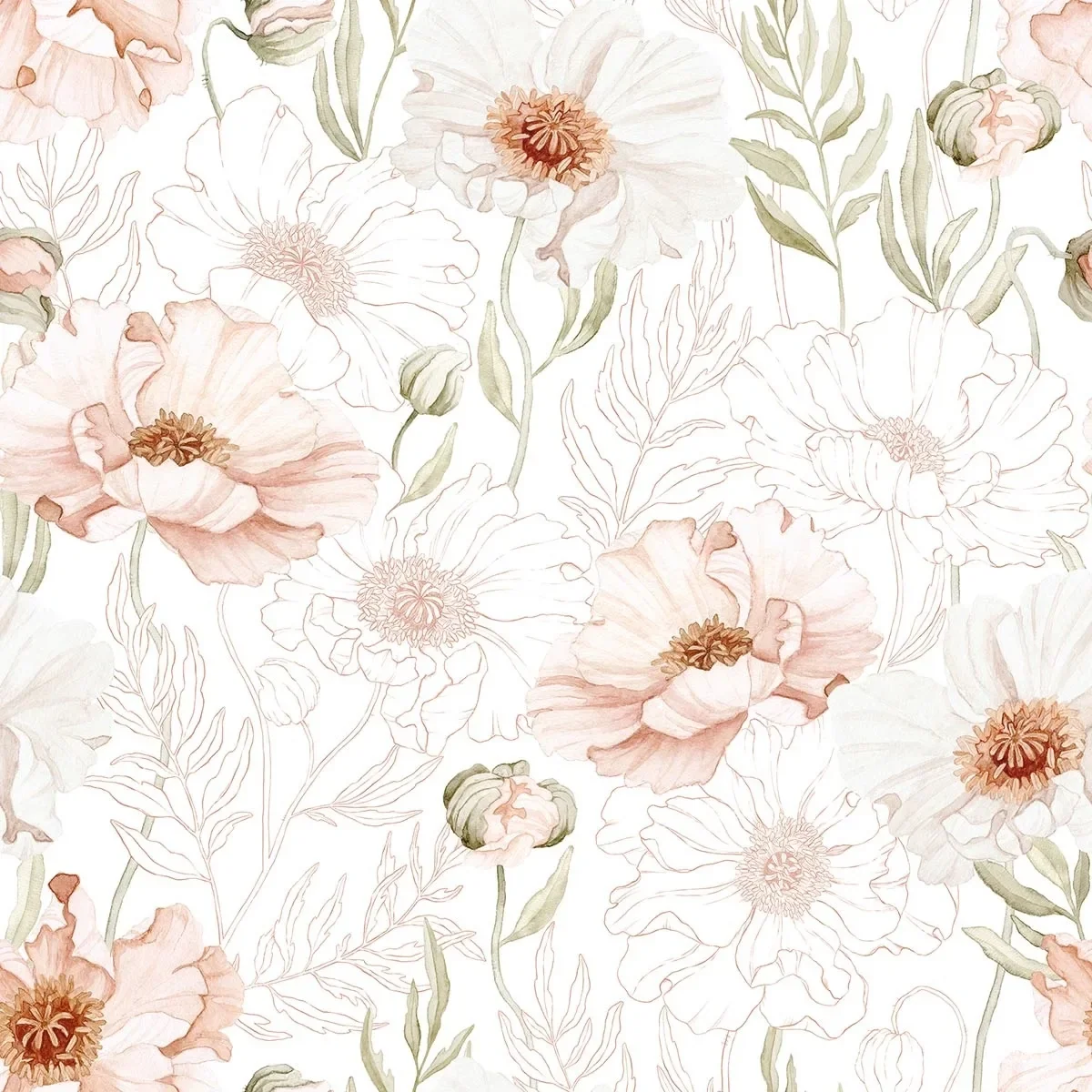 "Lilipinso Papier peint, décoration murale chambre enfant, panorama, coquelicots roses 50 cm x 10 m image"