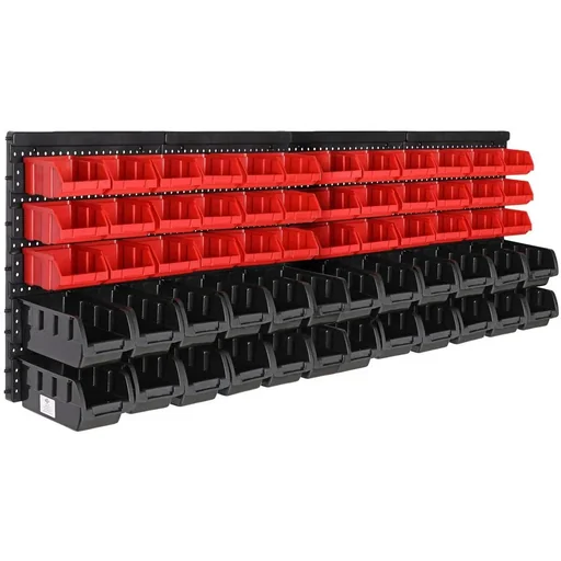 "Wall shelf with 60 stacking boxes and 4 wall panels 32x38x2 cm each image"