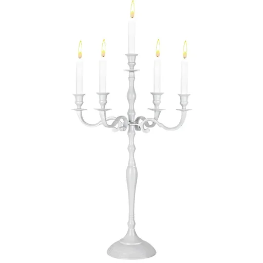 "Candlestick 5-armed 78cm aluminum nickel-plated white image"
