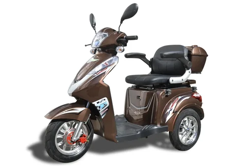 "Electric tricycle brown - removable Li-Io battery 20 Ah - 25 km/h - senior mobility image"