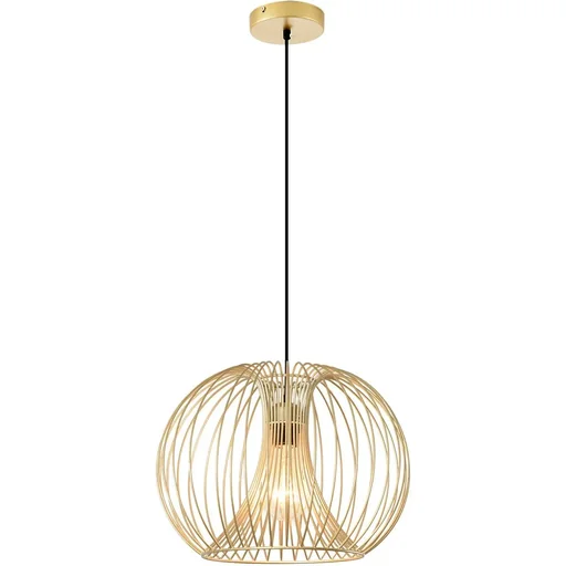 "Pendant lamp with golden curved steel frame gold image"