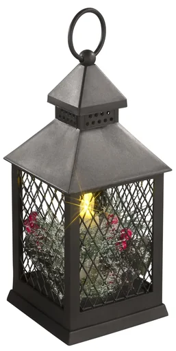 "Lantern with LED candle, Christmas decoration and timer image"
