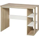 Desk with side shelf natural, white