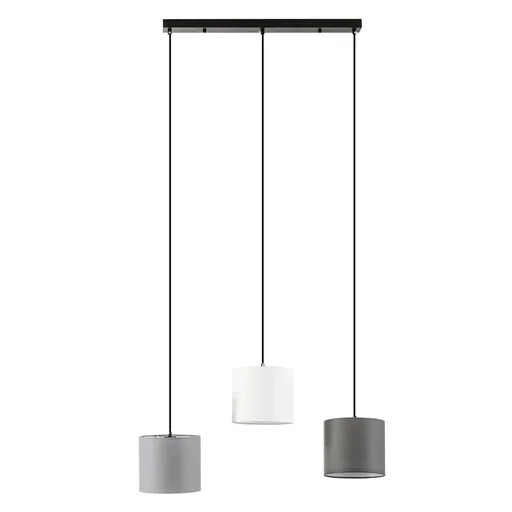 "Ceiling light chandelier with 3 adjustable hanging chains for office, living room, dining room, steel, polyester fabric, black image"