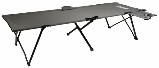 "Packaway, foldable camping bed with practical side table and integrated cup holder image"