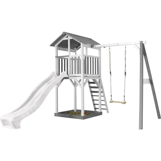 "Tour de jeu Beach Tower avec balançoire simple - toboggan blanc image"