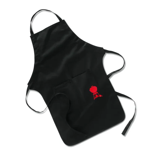 "Grill apron black with red ball grill image"