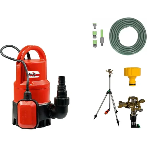 "Submersible dirty water pump, 15 meter garden hose, garden sprinkler, telescopic lawn sprinkler and tap image"