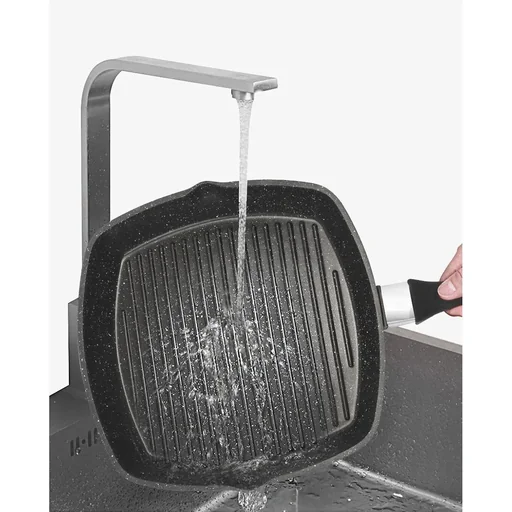"Frying pan - with lid - marble coating - 28 cm - black image"