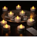 Flickering LED tealight warm white with remote control - 10 pieces - white