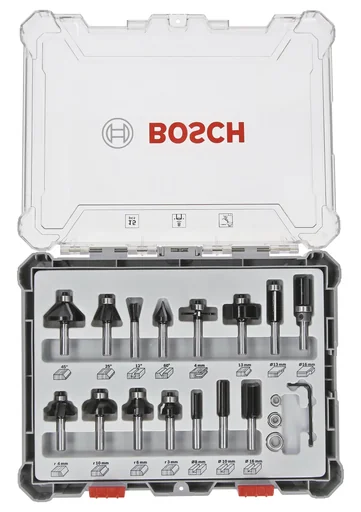 "Mixed milling cutter set 8 mm shank, 15 pieces image"