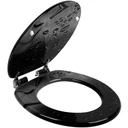Waterdrops toilet seat with soft-close mechanism and stainless steel hinges