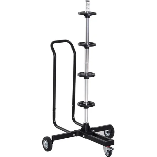 "Tire stand, tire trolley, rim tree trolley, rim-friendly, mobile, black, 4 tires, 240 mm image"