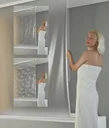 Cassette shower blind TROPFEN white, center pull, 134 cm