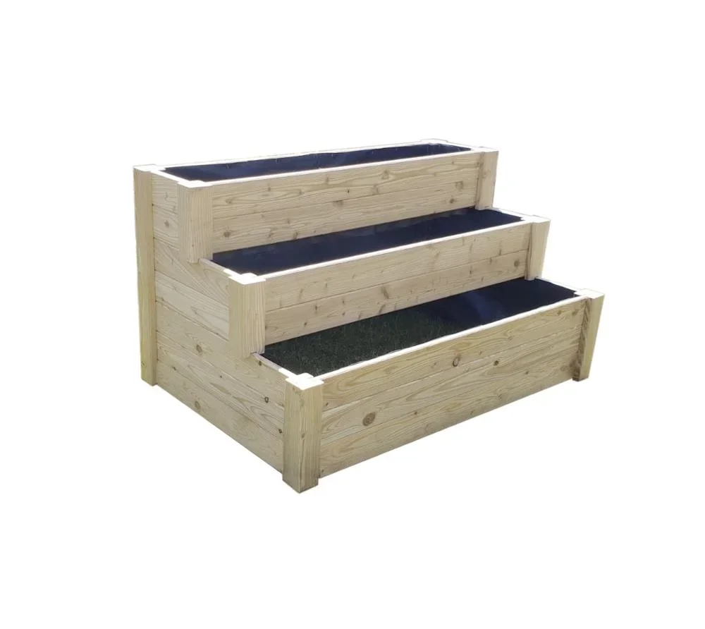 "Westmann Carré potager surélevé Anna, 120×76×64 cm, Naturel – Carré potager surélevé en bois à 3 niveaux image"