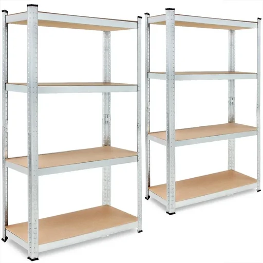 "Metal shelving unit with 4 shelves - 700kg capacity - (HxWxD) 160x90x40 cm - 175kg per shelf - 2 STUKS image"