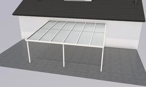 "Patio roof Premium, white, 6110 x 5060 mm - Polycarbonate multi-wall sheets 16 mm, clear image"