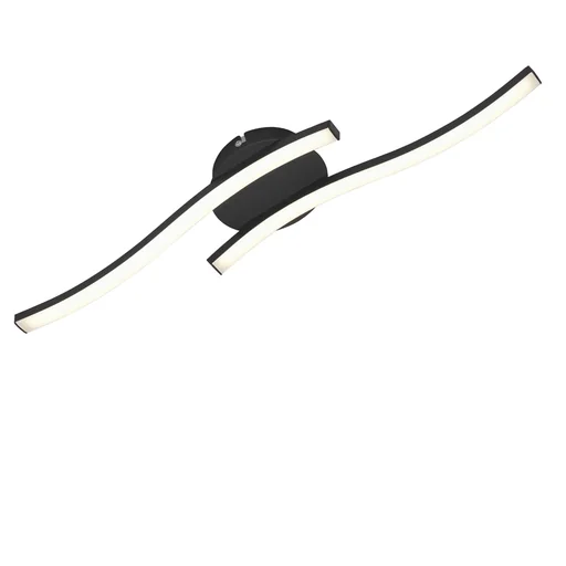 "LED wall and ceiling light, 2 curved LED rods, black, 12 watts, 960 lm, 3,000 K image"
