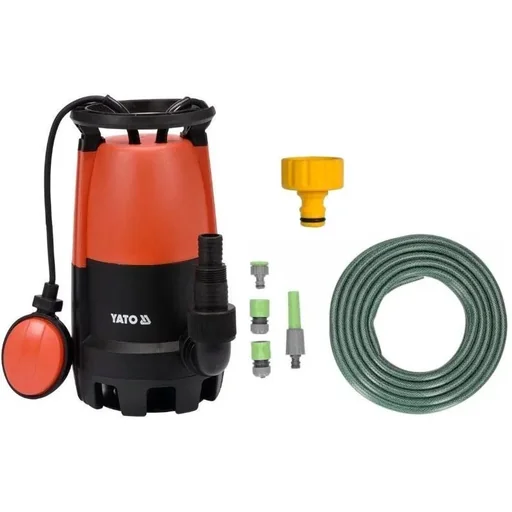 "Submersible pump - 900W - 18000L/h WITH 15-meter garden hose including nozzle and fittings AND 1" tap image"