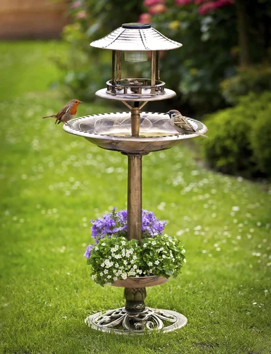 "Bain d'oiseau solaire 4en1, bronze image"