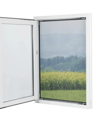 "Moustiquaire pour fenêtre « Magic Klick », avec fixation magnétique, respirante et semi-transparente, 150 x 130 cm, noire image"
