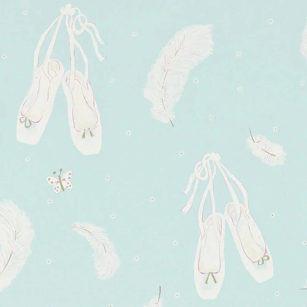 "Little Sanderson Abracazoo papier peint chaussons de danse bleu clair aqua image"