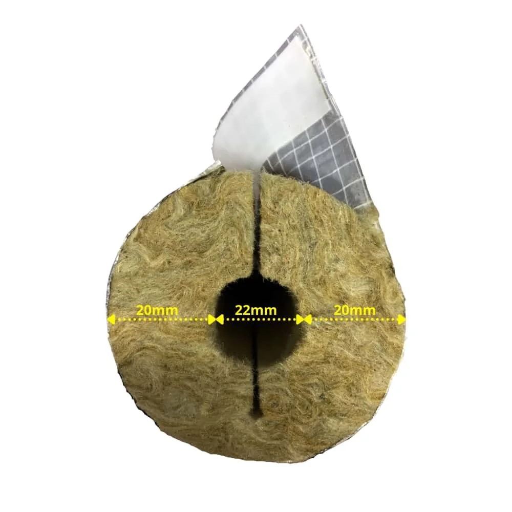 "Isolation Tuyau Chauffage Laine de Roche ALU 1m, 22x20mm image"